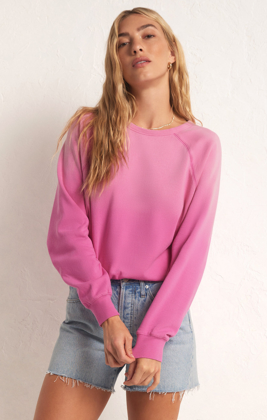 Z Supply: Washed Ashore Sweatshirt in Heartbreaker Pink