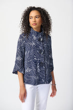 Load image into Gallery viewer, Joseph Ribkoff: Abstract Puff Print Silky Knit Jacket in Midnight Blue 241200
