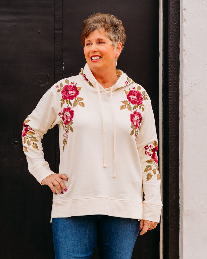 Johnny Was:  Mehdi Hooded Sweatshirt in Shell