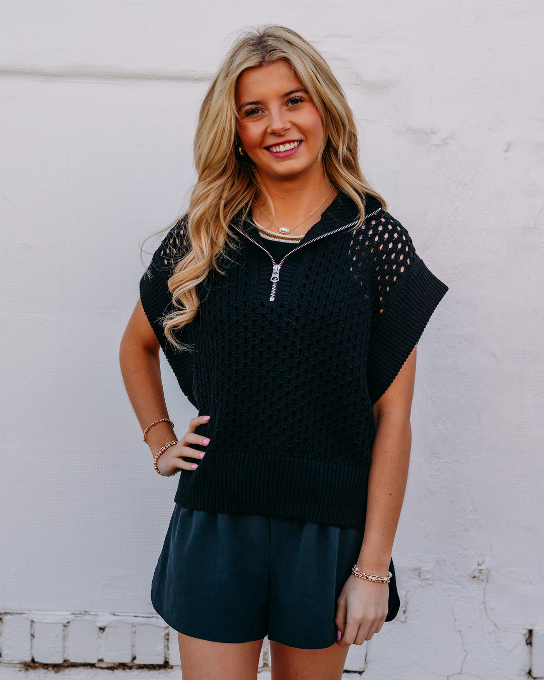 Varley: Gaines Half Zip Knit in Black (VAR01798) - The Vogue Boutique