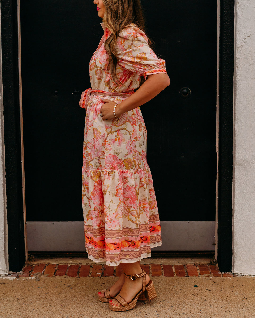 Jade: Aloha Bloom Button Front Short Sleeve Midi