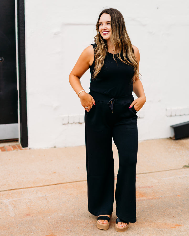 Spanx: Airessentials Sleeveless Jumpsuit in Very Black