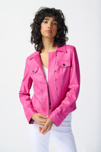 Load image into Gallery viewer, Joseph Ribkoff: Foil Suede Jacket with Metal Trims in Bright Pink 241911
