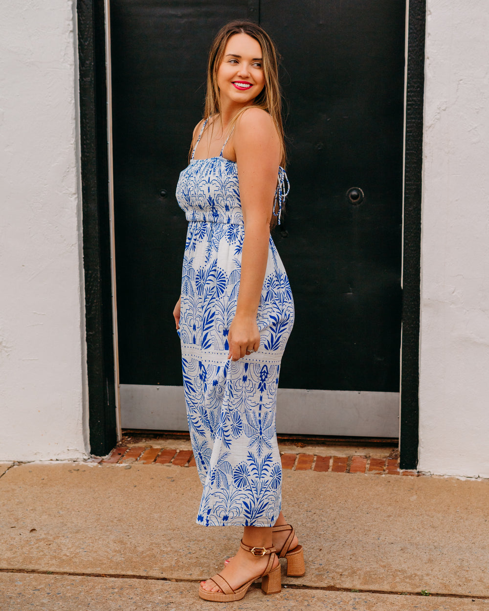 Z Supply: Nadine Palm Maxi Dress in Nautical (ZD261368) - The Vogue Boutique
