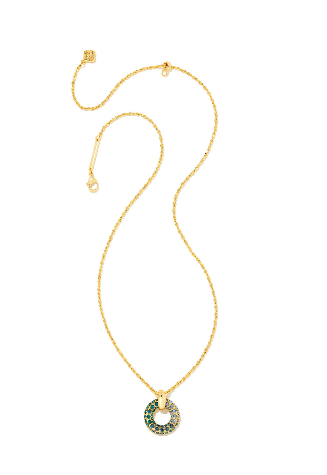 Kendra Scott: Mikki Pave Necklace in Gold Green Blue Ombré Mix
