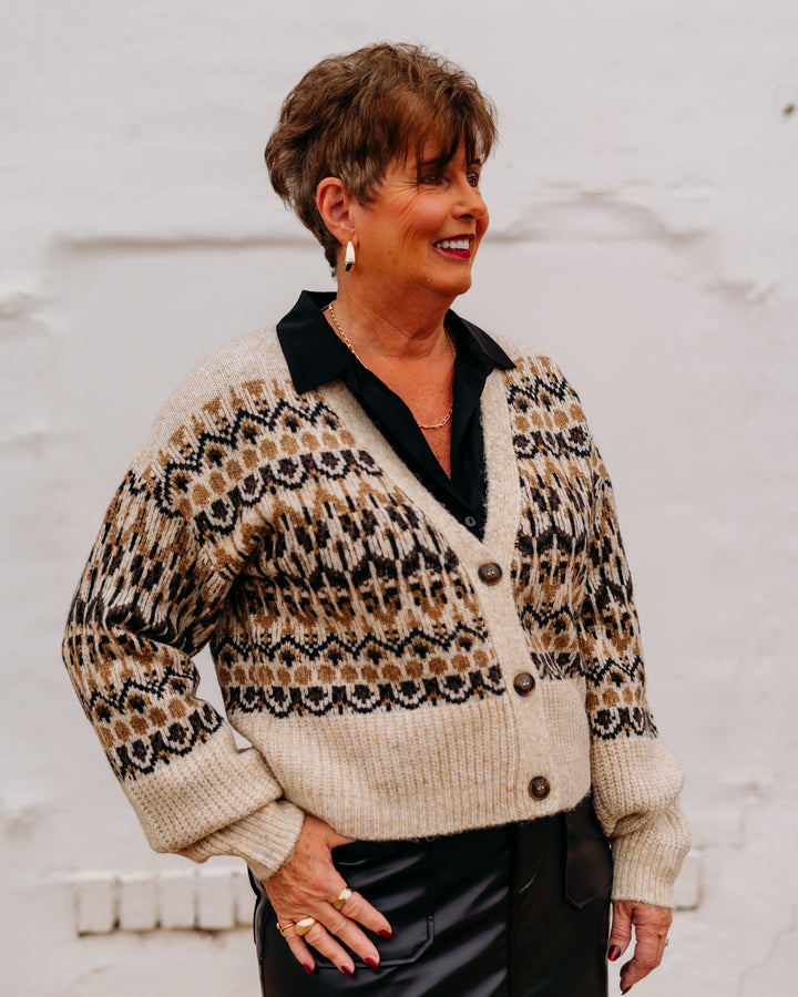 Karen Kane: Jacquard Cardigan Sweater in Multi Color 3L89145