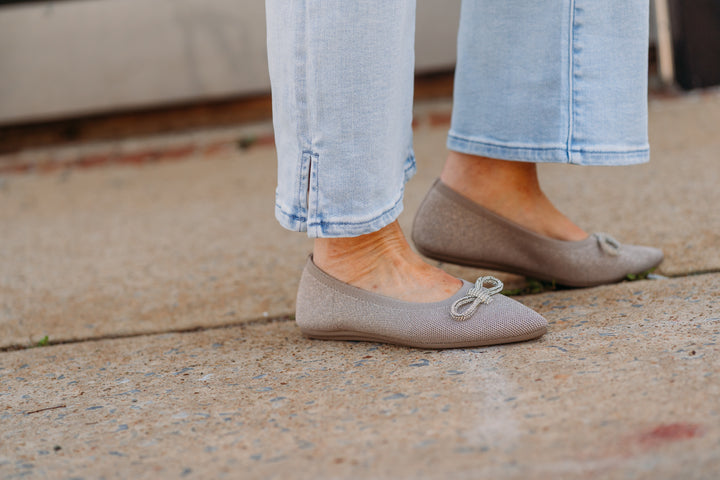 Skechers: Cleo Point Flats in Glitzy Haze Taupe