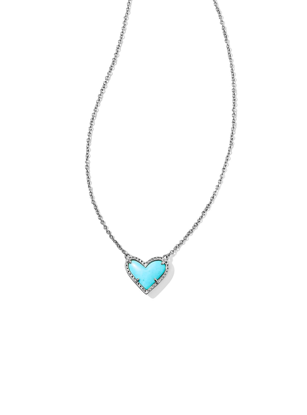 Kendra Scott: Ari Heart Necklace in Silver Turquoise