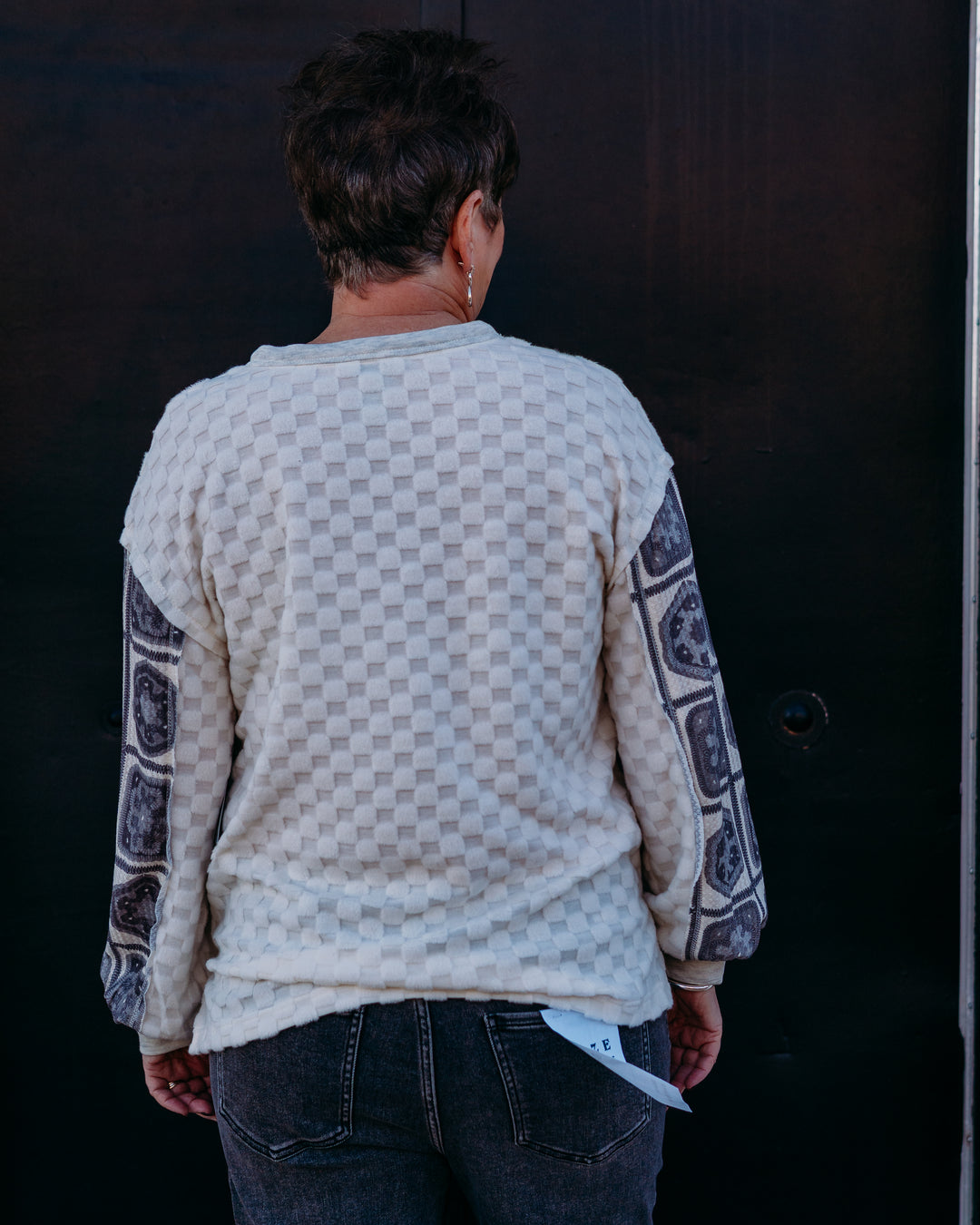 Multiples: (Snow Leopard) Drop Shoulder Y-Neck Top M45508TM