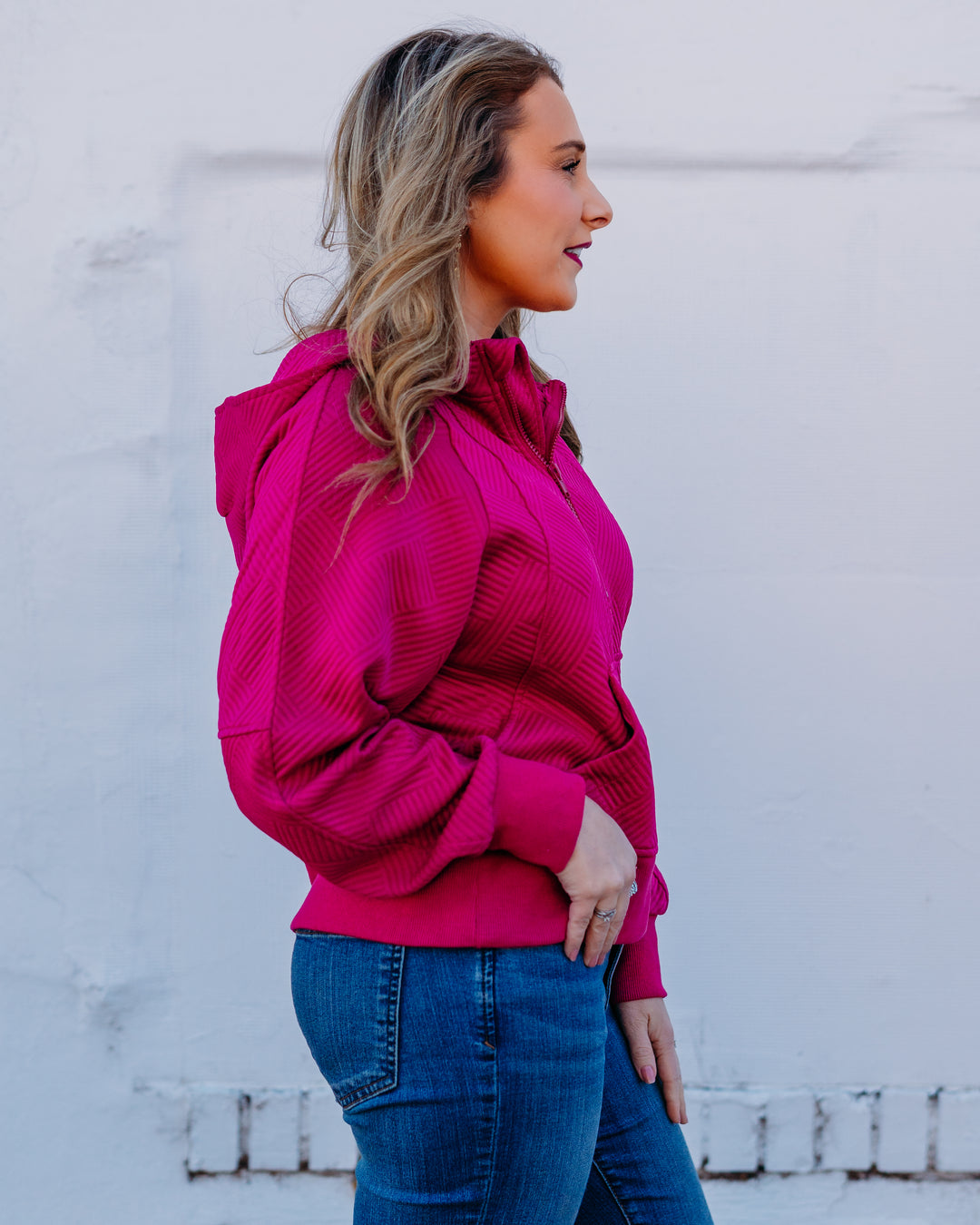 Jodifl:  Magenta Half Zip Sweatshirt (G12350)