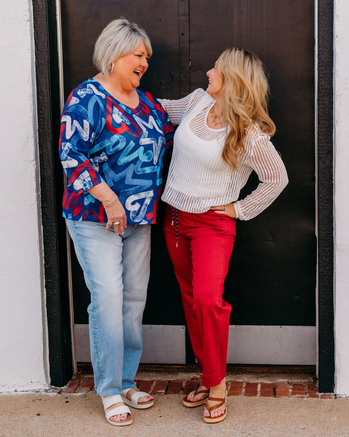 French Dressing Jeans: Suzanne Straight Crop Pants in Lava Red (6907511)