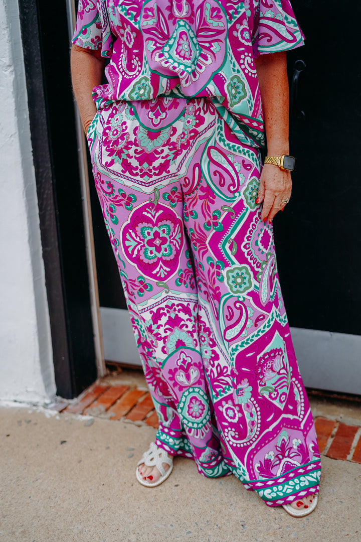 Karen Kane: Wide Leg Pants in Print (In the Garden)