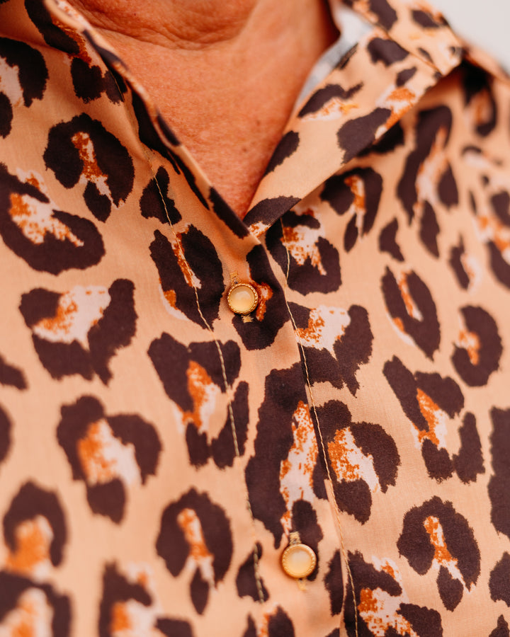 Joy Joy: Over Size Blouse in Brown Leopard
