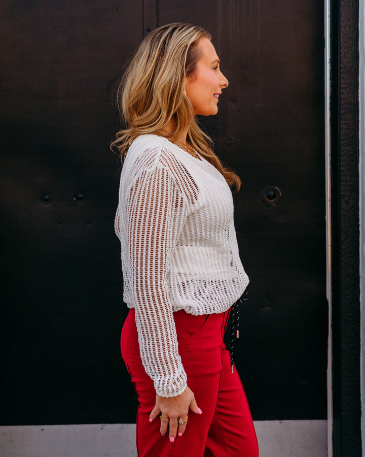 French Dressing Jeans: Long Sleeve Bubble Top in White (3648422) - The Vogue Boutique