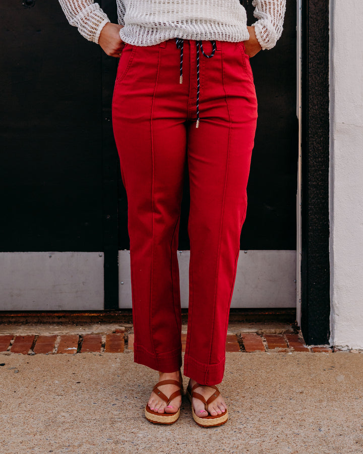 French Dressing Jeans: Suzanne Straight Crop Pants in Lava Red (6907511)