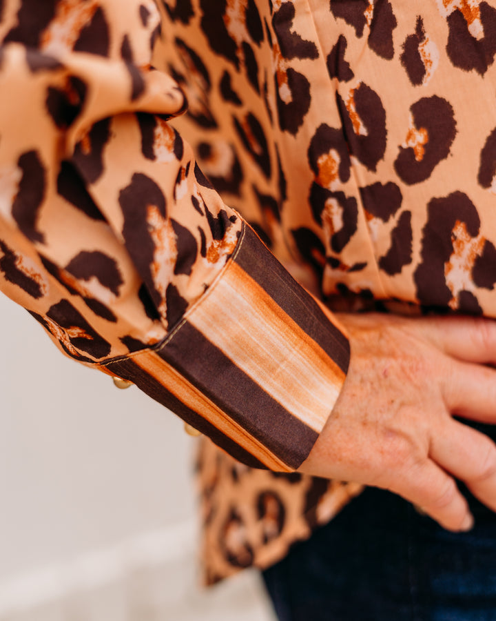 Joy Joy: Over Size Blouse in Brown Leopard