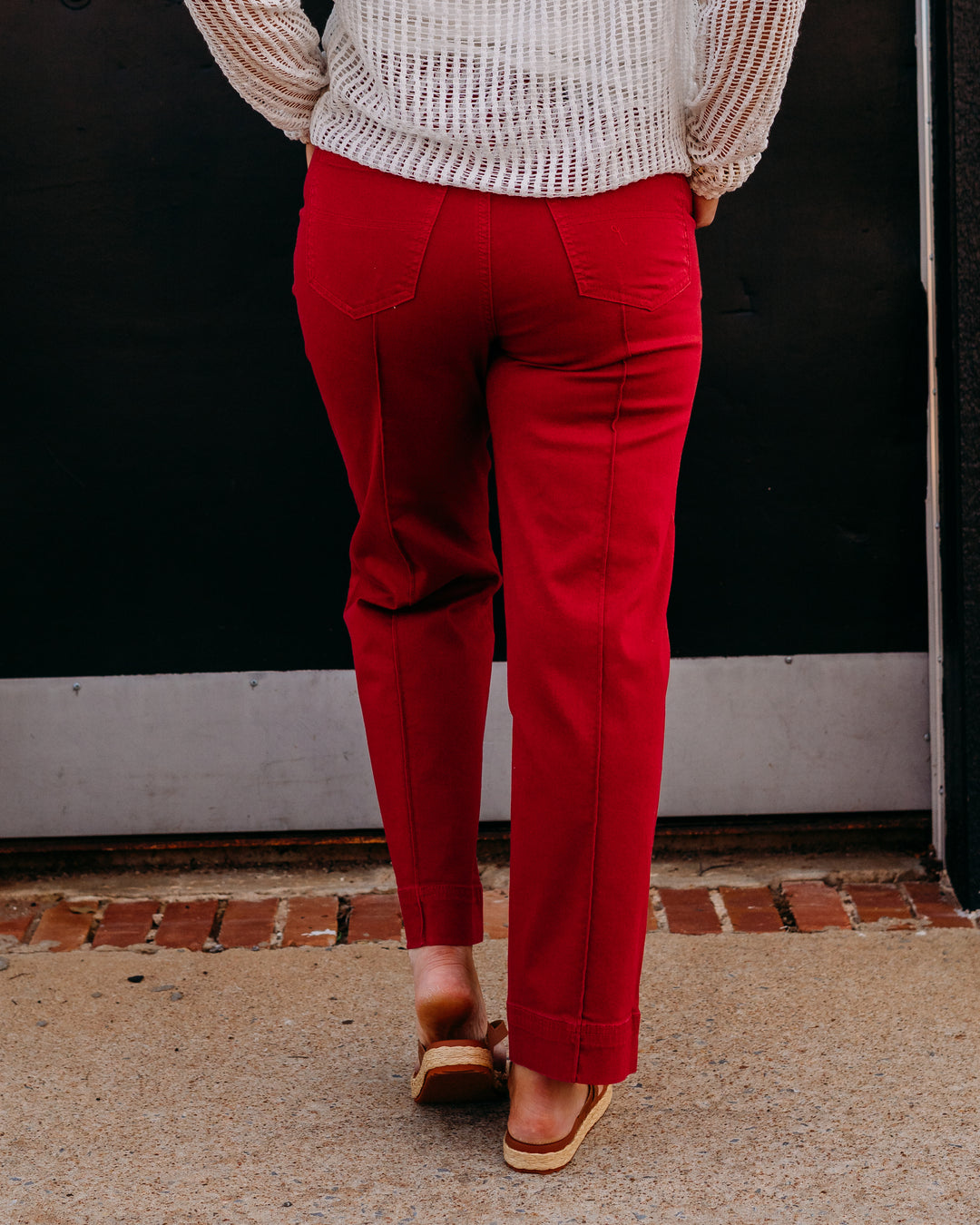 French Dressing Jeans: Suzanne Straight Crop Pants in Lava Red (6907511)