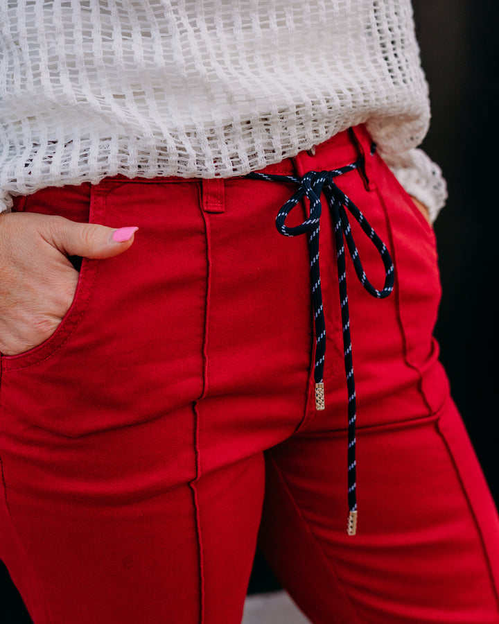 French Dressing Jeans: Suzanne Straight Crop Pants in Lava Red (6907511)
