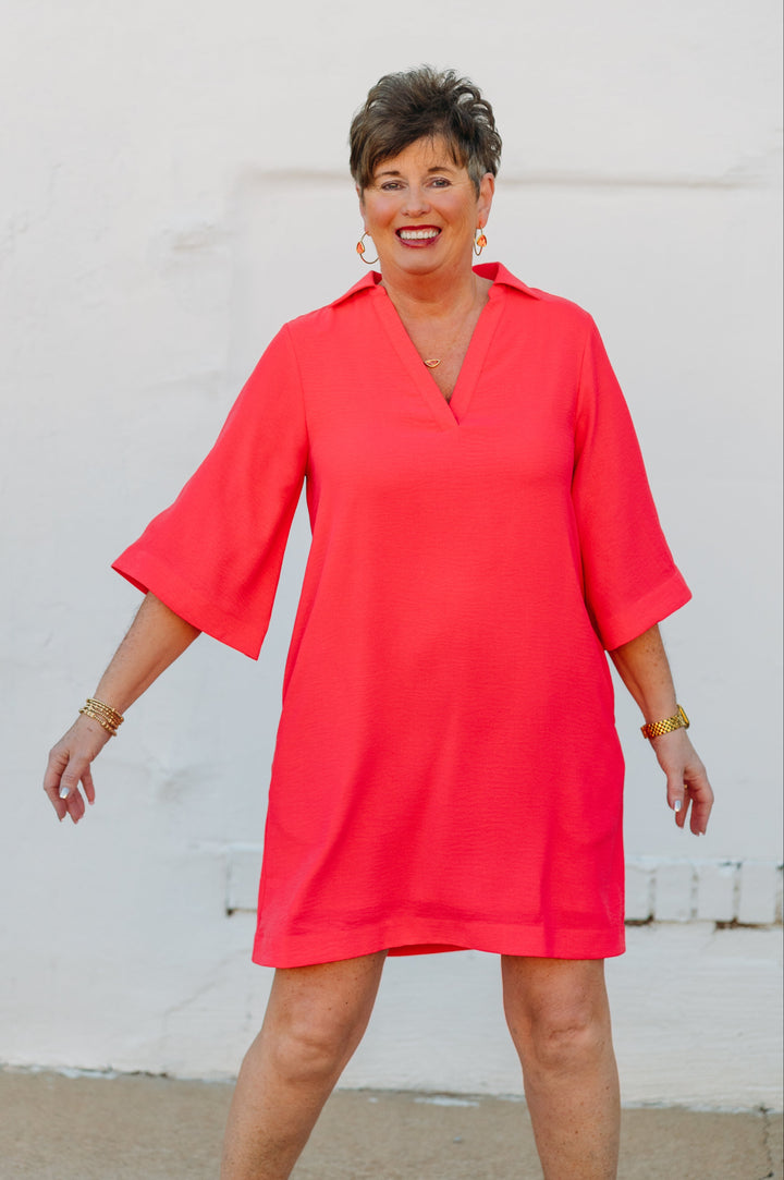 Ivy Jane: V-Neck Dress in Melon 745015
