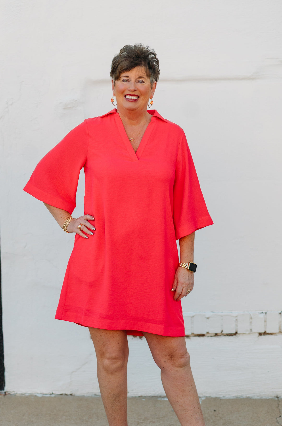 Ivy Jane: V-Neck Dress in Melon 745015