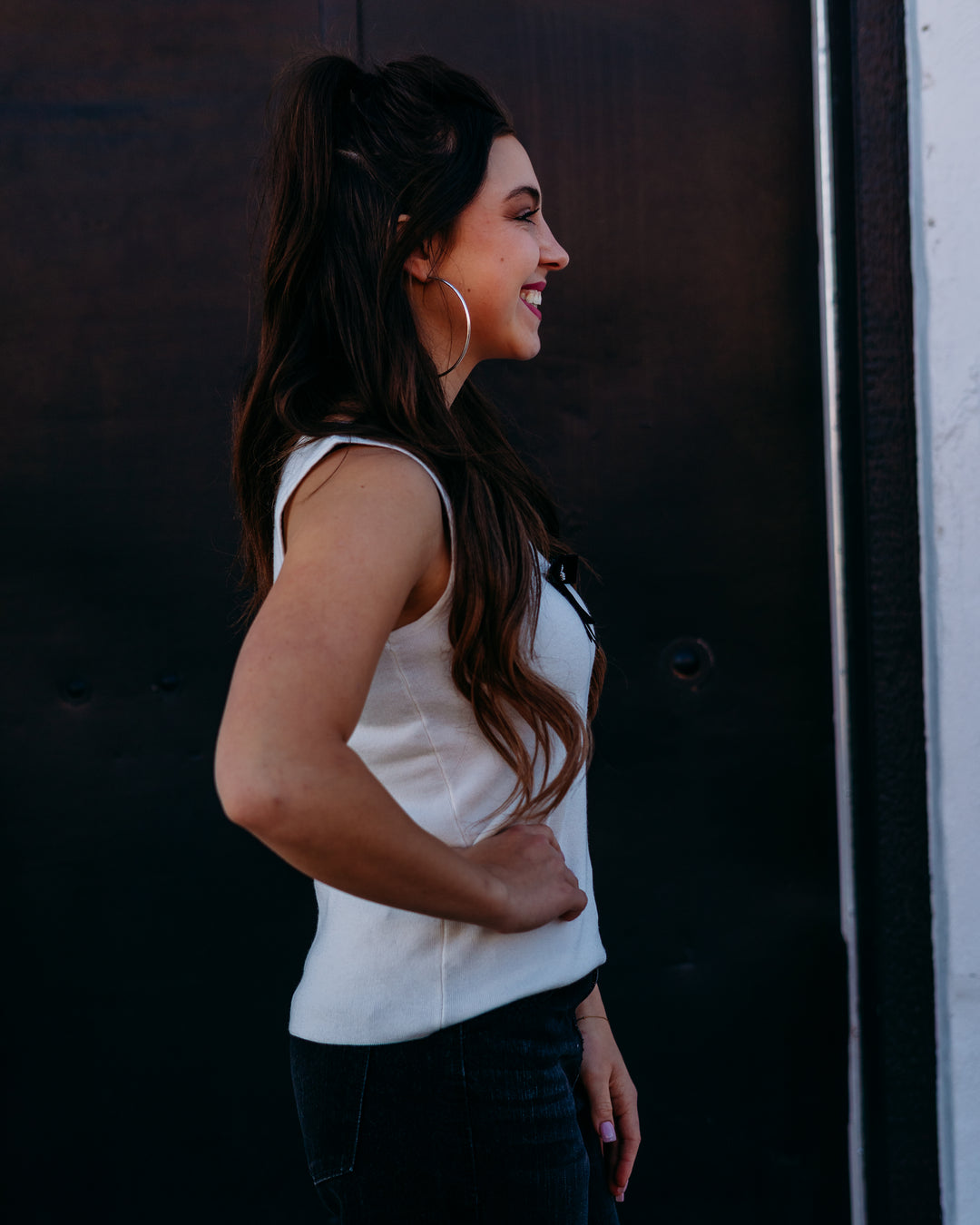 Frank Lyman: White Tank Top With Black Bow (254913)