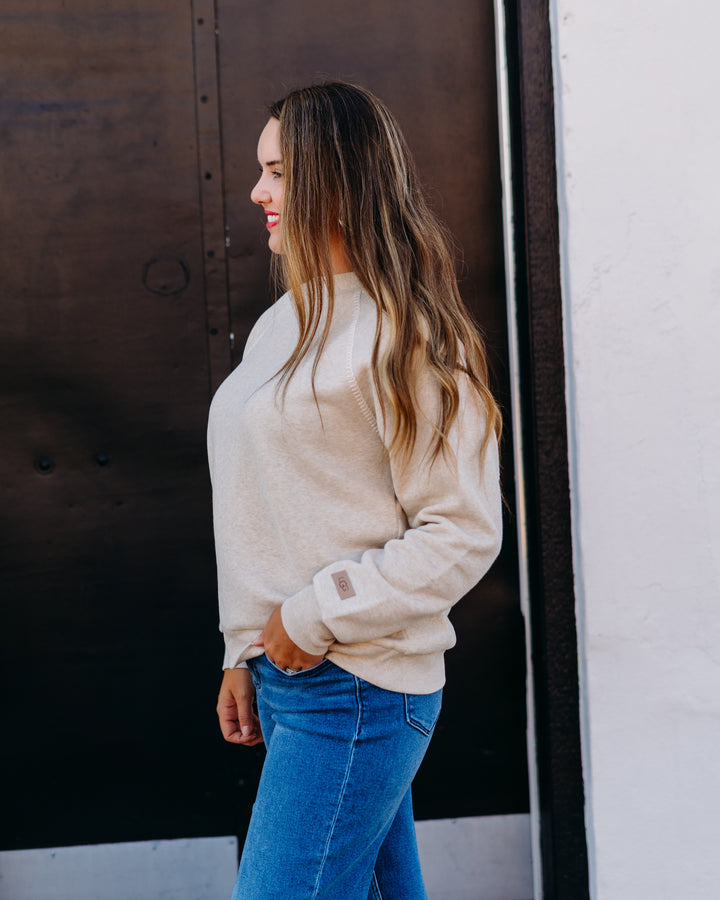 UGG: Classic Crewneck in Sand Heather