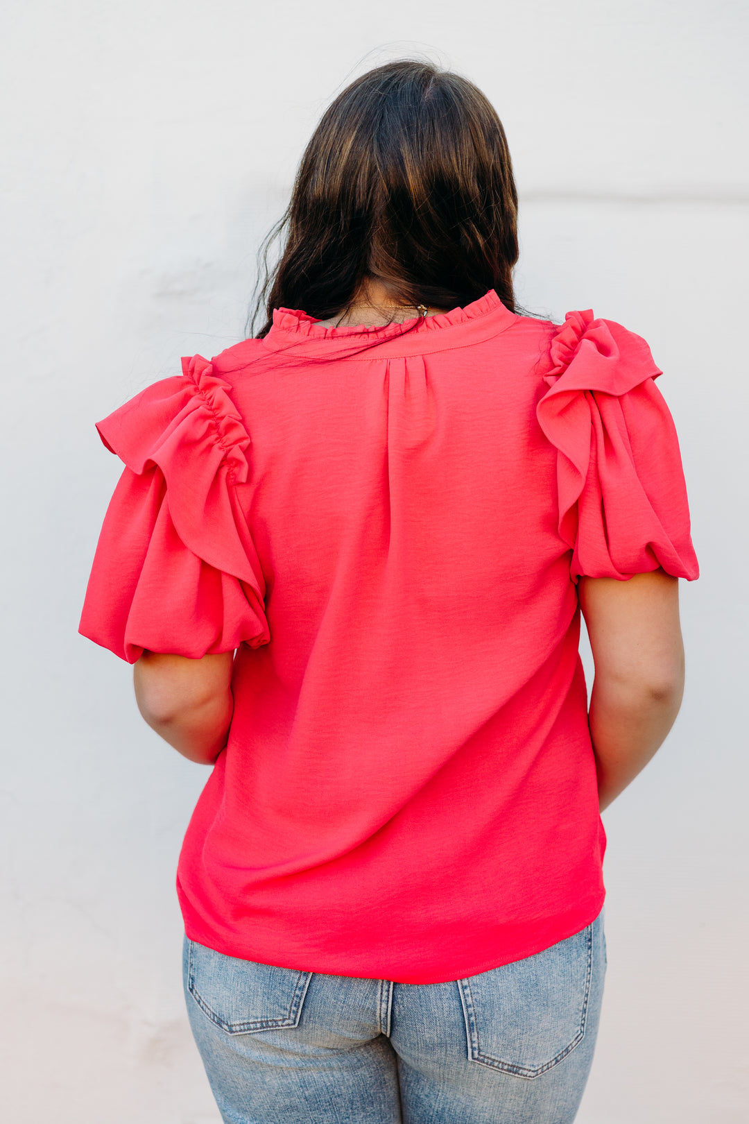 Ivy Jane: Ruffle Sleeve Top in Melon