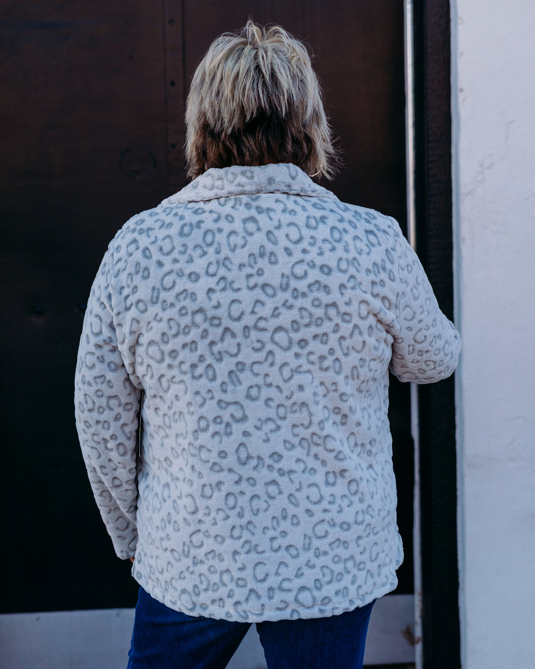 Multiples: (Snow Leopard) Cheetah Pattern Plush Knit Top M45502TM