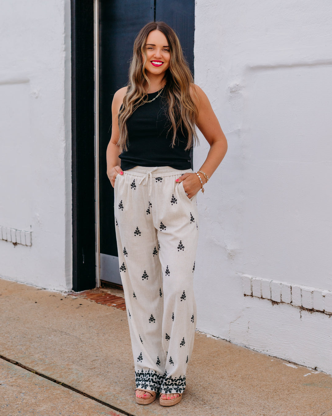 Esqualo: Trousers Embroidery in Natural (HS2628201)