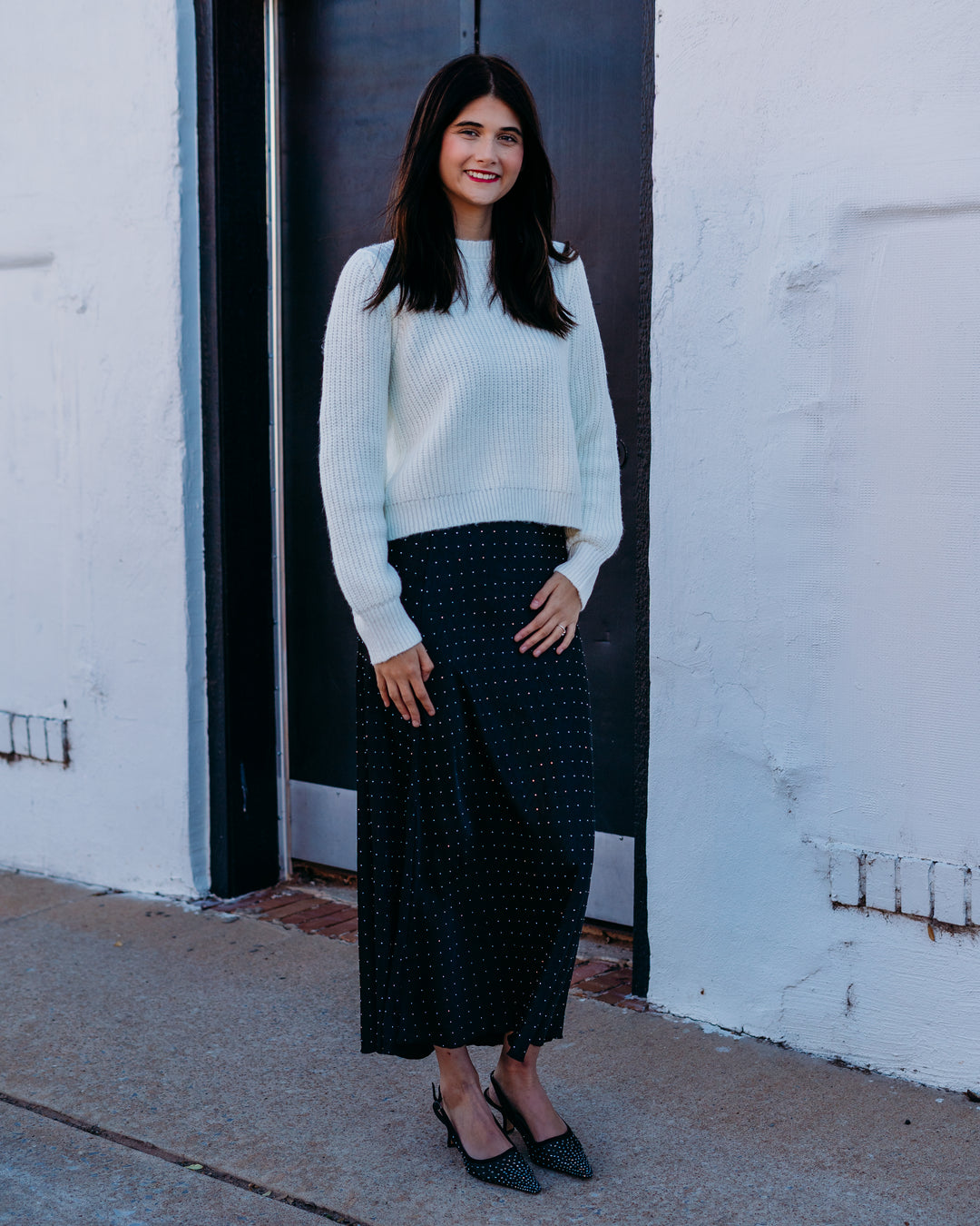 Design History: Sequin Bow Sweater in Winter White Combo