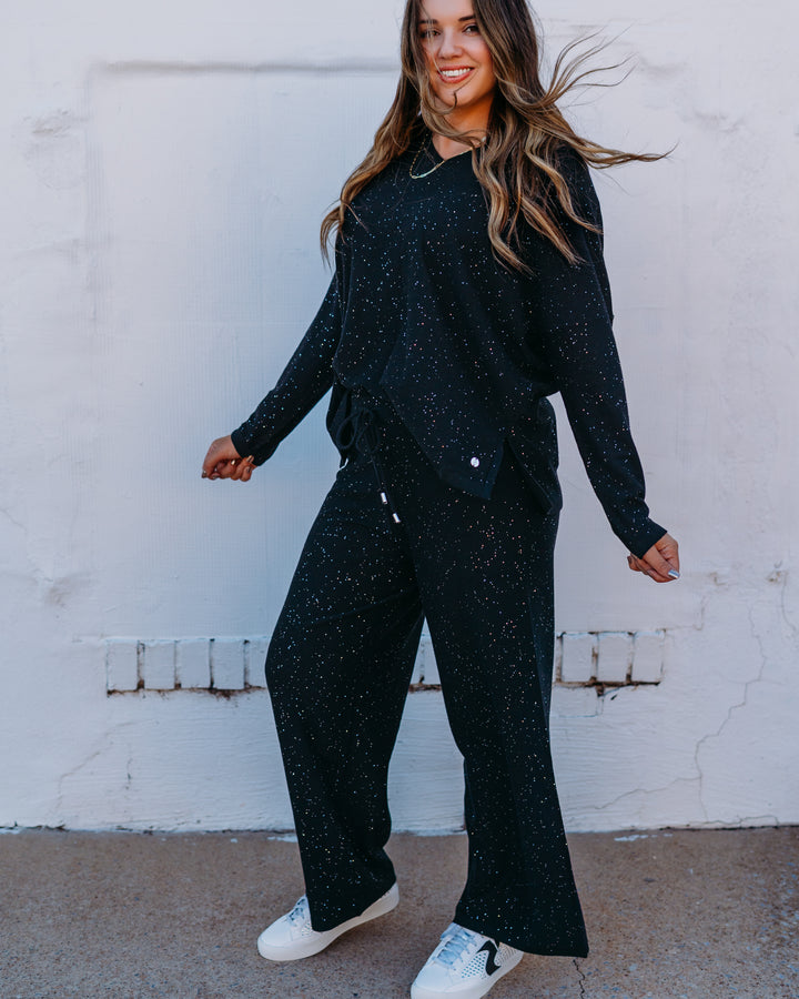 Joseph Ribkoff: Sequined Sweater Knit Boxy Top in Black (244921F25)