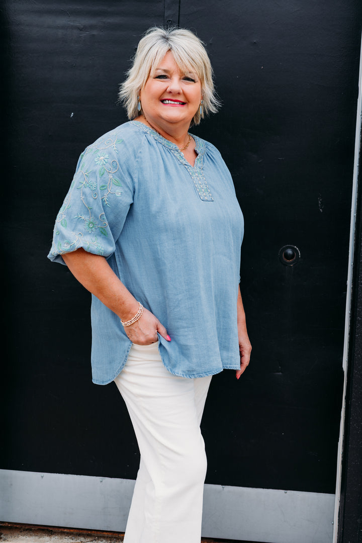 Multiples: Elbow Raglan Sleeve W/ Embroidery (M35409TM)
