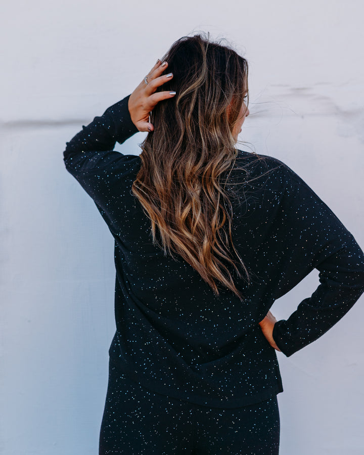 Joseph Ribkoff: Sequined Sweater Knit Boxy Top in Black (244921F25)