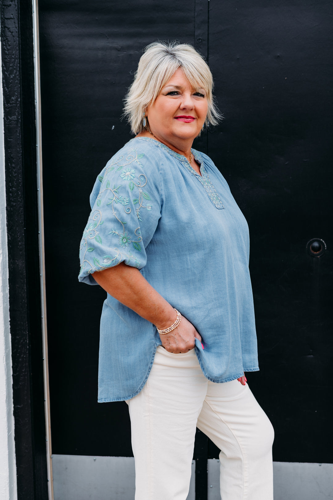 Multiples: Elbow Raglan Sleeve W/ Embroidery (M35409TM)