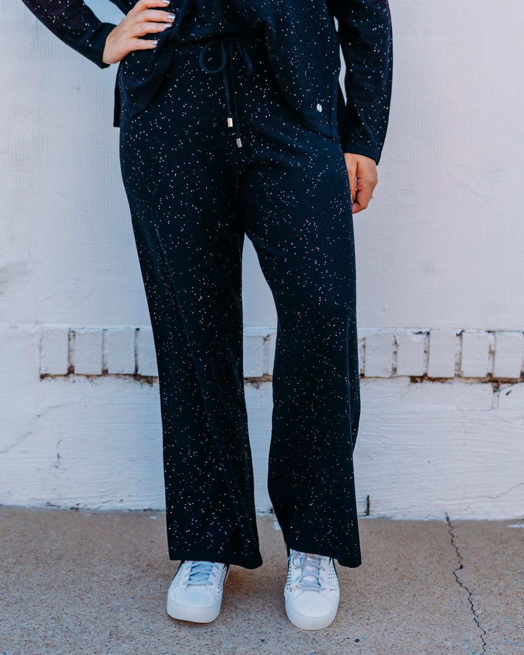 Joseph Ribkoff: Sequined Sweater Knit Culotte Pants in Black (244922F25)