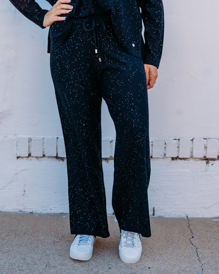 Joseph Ribkoff: Sequined Sweater Knit Culotte Pants in Black (244922F25)