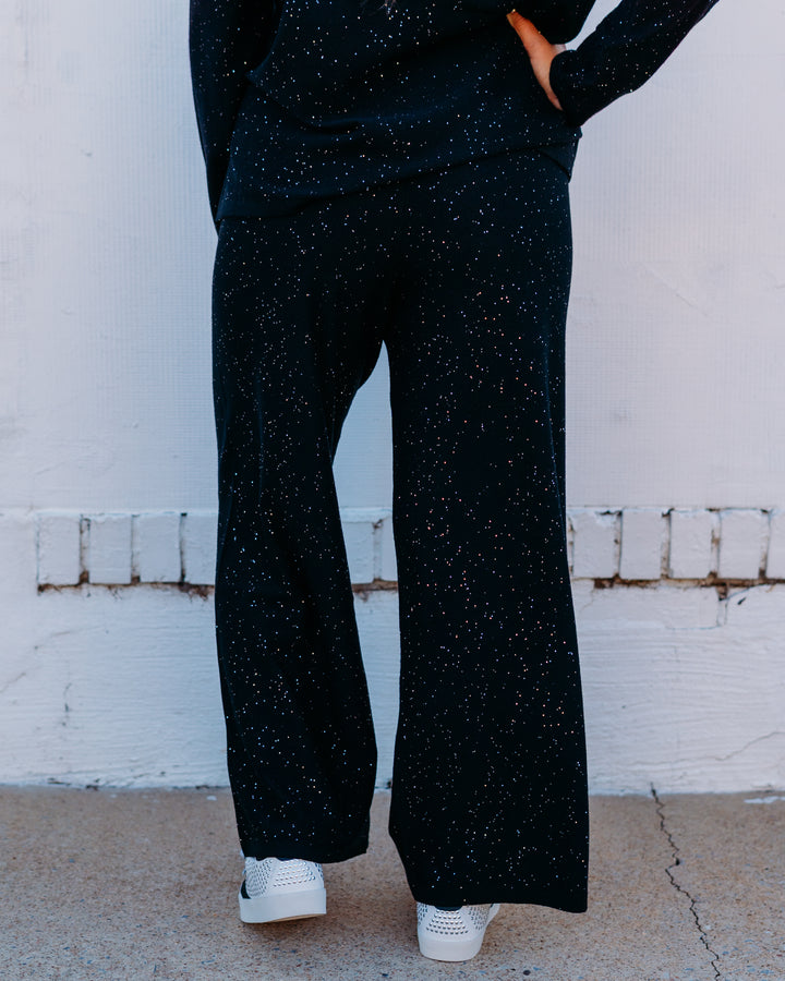 Joseph Ribkoff: Sequined Sweater Knit Culotte Pants in Black (244922F25)