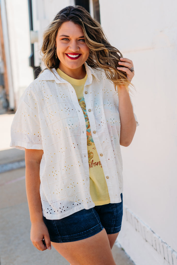 Billabong: Eyelet Crush Beach Coverup Top in Stencil