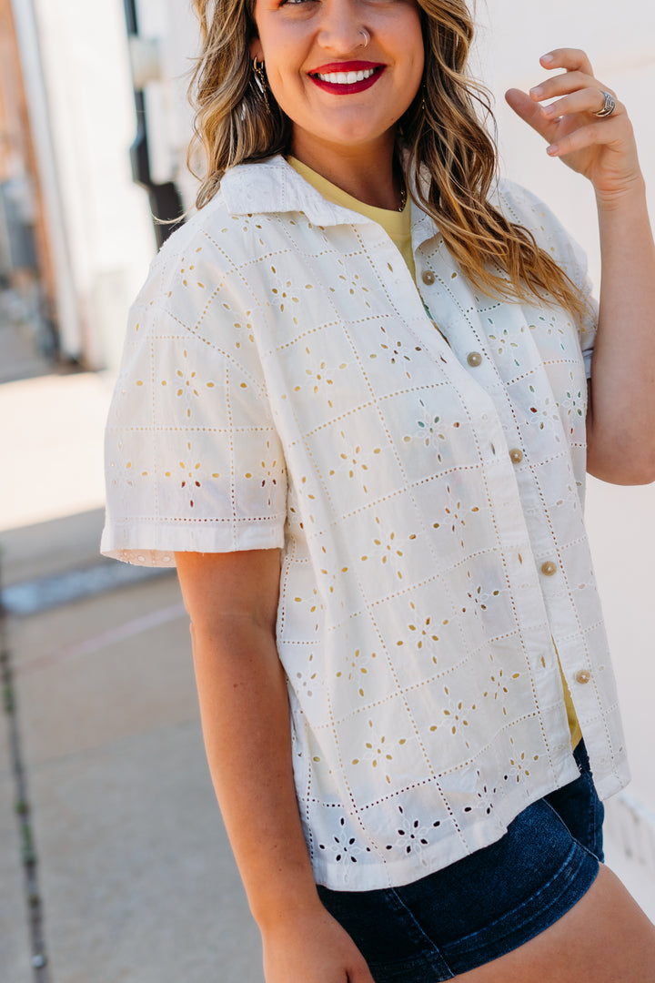 Billabong: Eyelet Crush Beach Coverup Top in Stencil