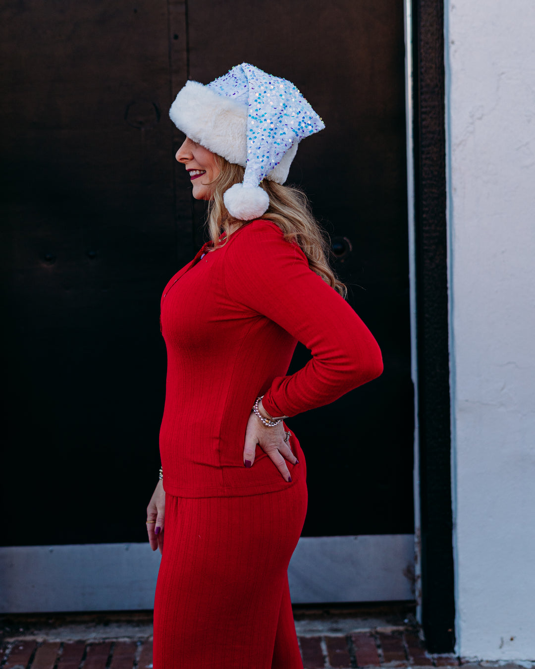 Z Supply: Holly Pointelle Long Sleeve Top in Festive Red