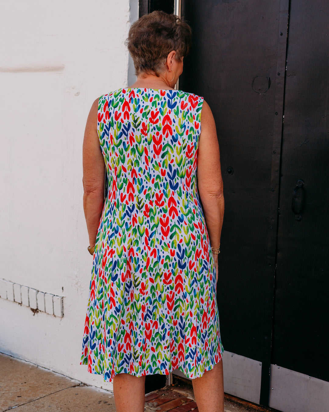 Multiples: Multi-Panel Scoop Neck Tank Dress in Leafml (M26104DM)