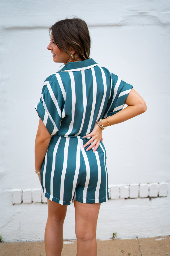 Steve Madden: Tori Romper in Dusty Teal (BO203981)