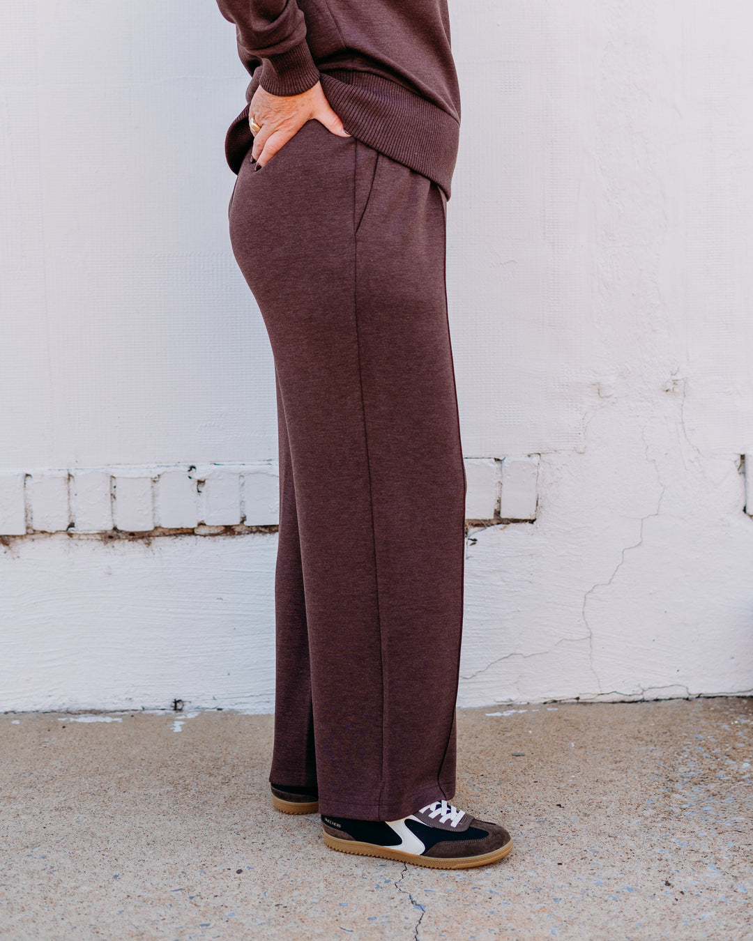 Varley: The Wide Leg Pant 28' in Coffee Bean Marl