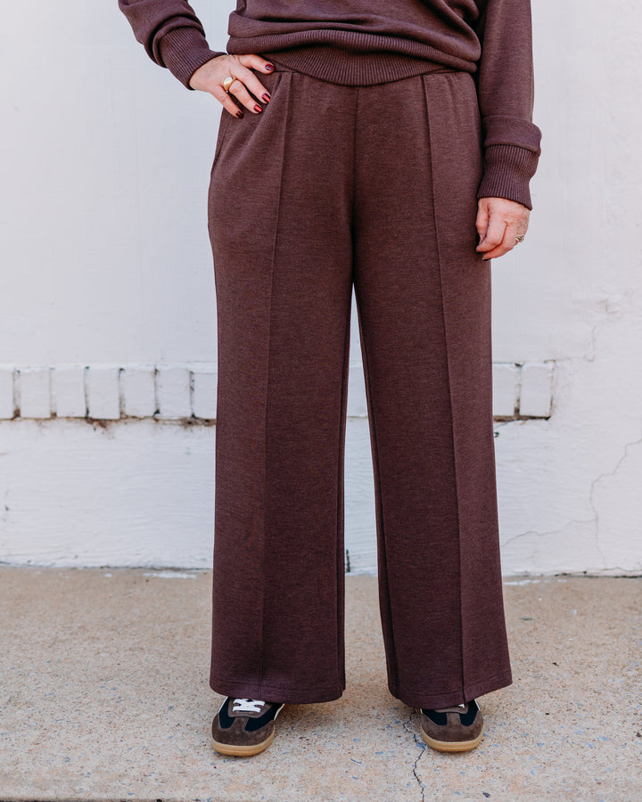 Varley: The Wide Leg Pant 28' in Coffee Bean Marl