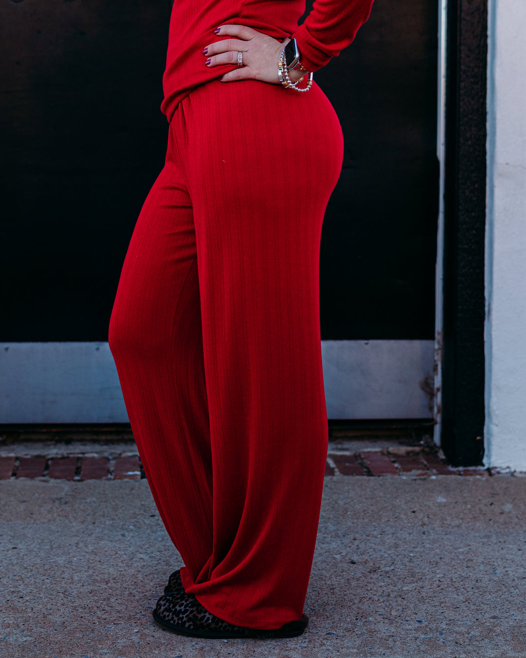 Z Supply: Luxe Pointelle Pant in Festive Red