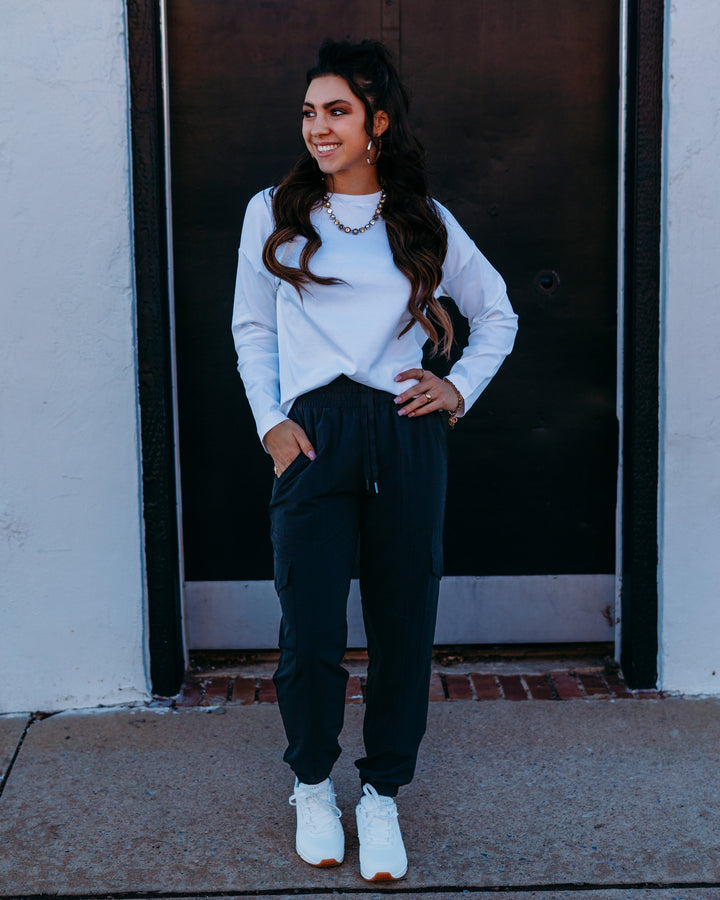 Spanx: Cotton Long Sleeve Crewneck Top in Classic White