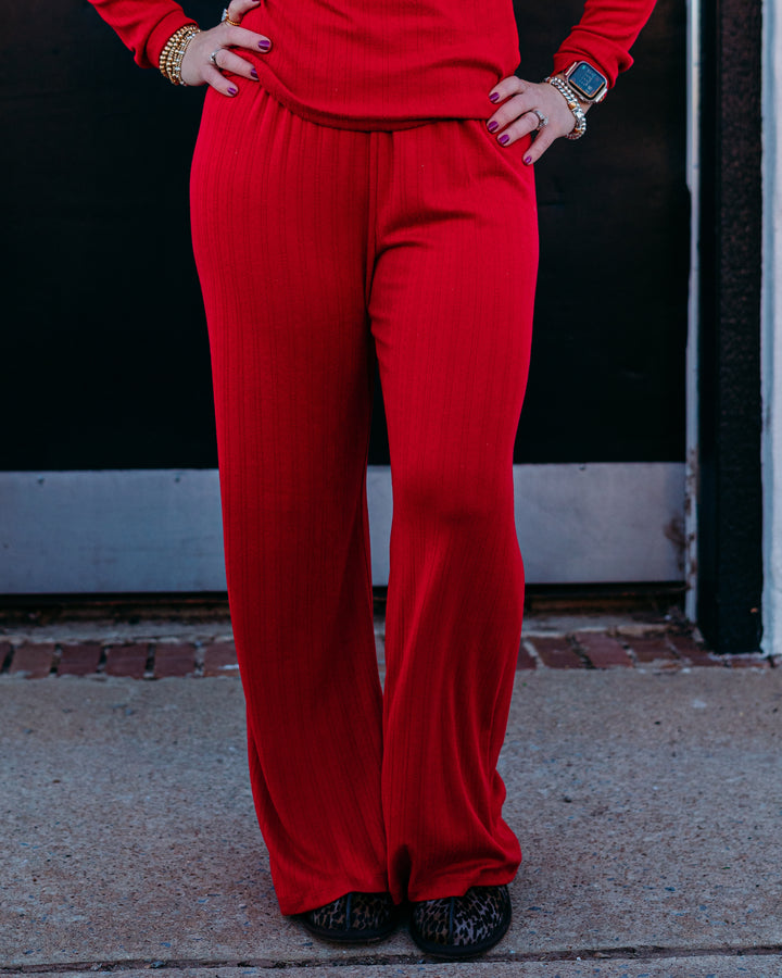 Z Supply: Luxe Pointelle Pant in Festive Red
