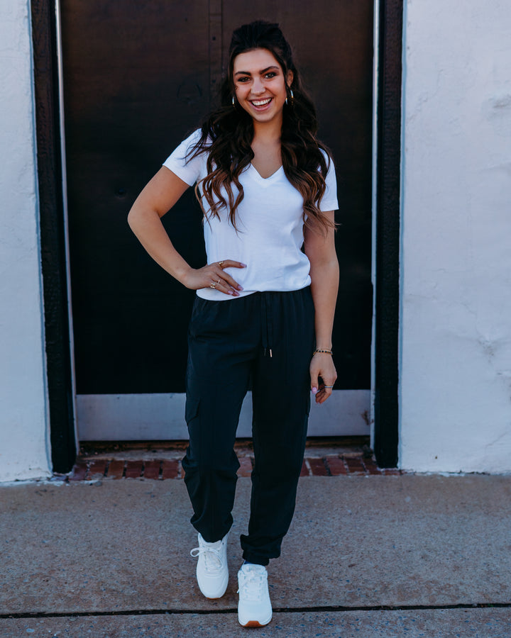 Spanx: Cotton V-Neck Tee in Classic White