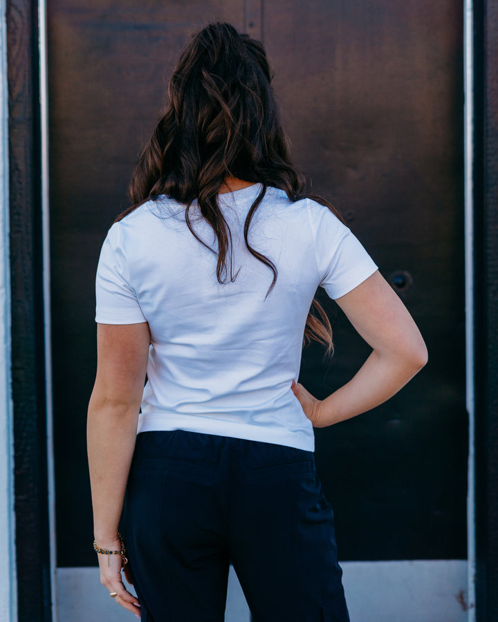 Spanx: Cotton V-Neck Tee in Classic White