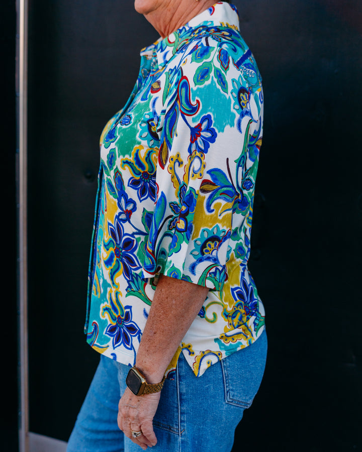 Johnny Was: The Janie Favorite Kimono Sleeve Button Front Top in Rosea (T12626)